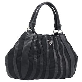 PRADA Crimson Handtasche aus Leder Schwarz Silber authentisch 204098V Schwarz Silber