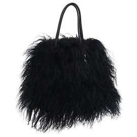 Bolso Tote Statement Roberto Cavalli de piel mongola negra Negro Otro