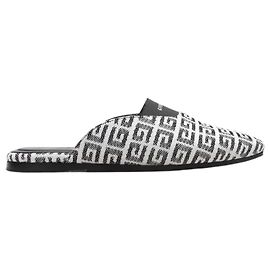 White & Black Givenchy Bedford 4G Jacquard Mules Size 38 White