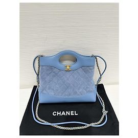 Chanel 31 Handbag Navy Suede Multiple colors