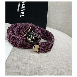 Chanel Houndstooth Fabric Belt with Enamel Double C Buckle Multiple colors