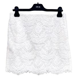 Falda Dior de algodón con detalle bordado y ribete de encaje Multicolor