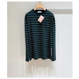 Top Miu Miu de Rayas de Algodón Verde de Manga Larga Multicolor