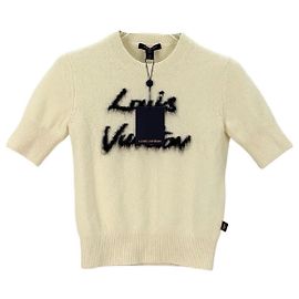 Top Louis Vuitton de Lã Branco de Manga Curta Multicor