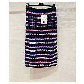 Jupe Chanel à rayures en coton violet Taille 38 Multicolore