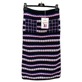Jupe Chanel à rayures en coton violet Taille 38 Multicolore