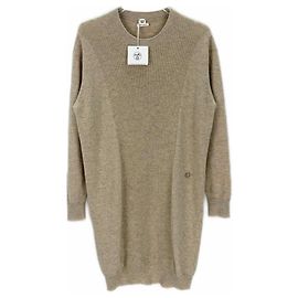 Vestido Hermès de cashmere ecru Multicor