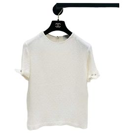 Top Chanel Metiers d'Art de Tweed Branco Camélia Multicor