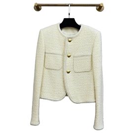 Giacca Céline in lana con monogramma ecru Multicolore