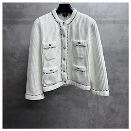 Chanel Tweed Knitwear White Long Sleeve Multiple colors