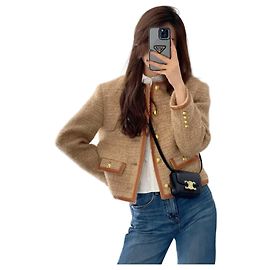 Casaco Céline de Tweed com Botões Dourados Multicor