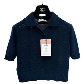 Top Miu Miu de algodão com detalhe cut-out e manga curta Multicor