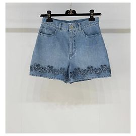 Shorts Chanel de denim con detalle cut-out Multicolor
