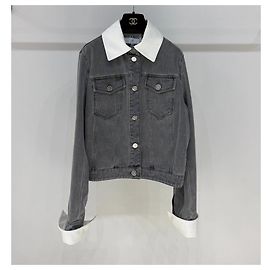 Veste Chanel en denim gris taille 36 Multicolore