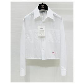Haut Chanel à Rayures en Coton Blanc Taille 38 Multicolore
