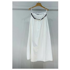 Jupe Miu Miu Blanche en Coton avec Broderie et Ceinture Multicolore