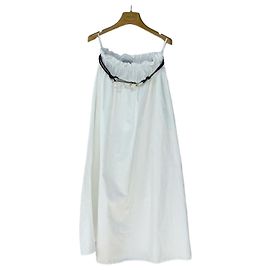 Miu Miu White Cotton Embroidered Skirt with Belt Multiple colors