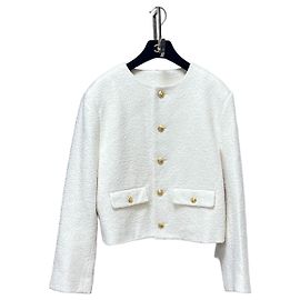 Chaqueta de tweed blanca Céline con botones dorados Talla 40 Multicolor