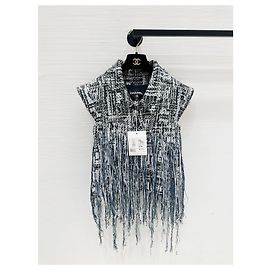 Top Chanel Waterfall in Tweed con Frange Multicolore