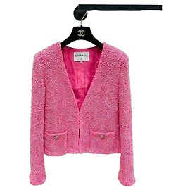 Veste Chanel en tweed rose taille 38 Multicolore
