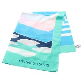 Estola Pareo Hermès em azul e multicolorido Azul Multicor
