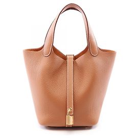 Hermès Borsa Hermes Picotin Lock PM Gold Marrone D'oro
