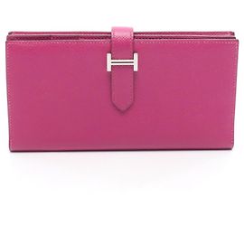 Hermès Carteira Longa Bi-fold Hermes Bearn Soufflé Rosa