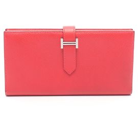 Hermès Portefeuille long bi-fold Hermes Bearn Soufflé Rouge Autre