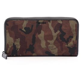 Carteira Longa Redonda Prada TESSUTO ST.CAMO Camouflage Marrom Preto Caqui