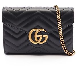Bolsa de Ombro Gucci GG Marmont Preto