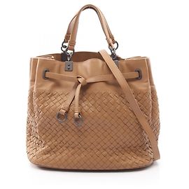 Bottega Veneta Intrecciato 2-Way Handbag Brown