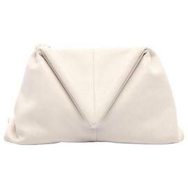 Bottega Veneta Triangle Flap Second Bag White