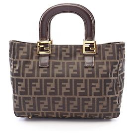 Bolsa tote Fendi Zucca marrom de couro e lona Marrom