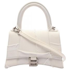 Sac à main 2-Way Hourglass Small Balenciaga en denim blanc Blanc