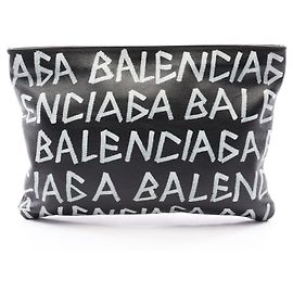 Sac à main pochette Balenciaga Graffiti Second Bag Noir Blanc