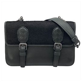 Bolsa de Ombro Bottega Veneta Intrecciato Preto