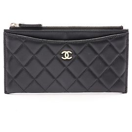 Chanel Matelassé Handbag/Pouch in Black Lambskin Black