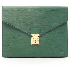 Louis Vuitton Portedocument Sénateur Clutch Bag Other Green