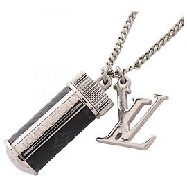 Louis Vuitton Collier Charms Monogram Eclipse Necklace Black Silvery