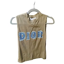 Christian Dior Logo Denim Tank Top Blue Green