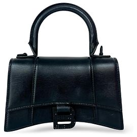Balenciaga Hourglass Top Handle Leather with Crystals XS Noir