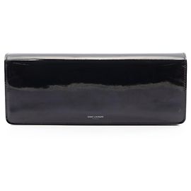 Schwarze Clutch aus Lackleder von Yves Saint Laurent Schwarz