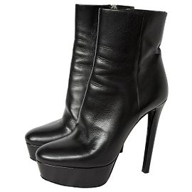 Prada Biker-Stiefeletten mit Plateau aus schwarzem Leder Schwarz
