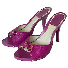 Mules en cuir matelassé rose Christian Dior Rose