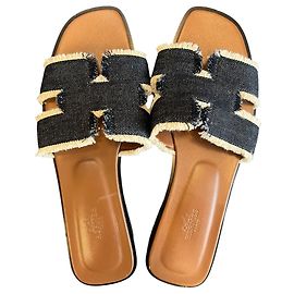Sandales Hermès Blue Denim Autre