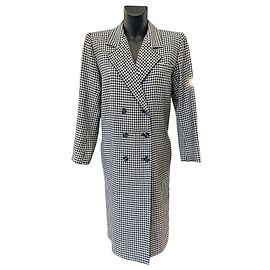 Autre Marque Saint Laurent Long Gray Checkered Coat Other