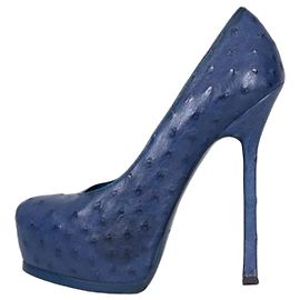Autre Marque Saint Laurent Blue Leather Platform Stiletto Pumps 37.5 pre-owned Other