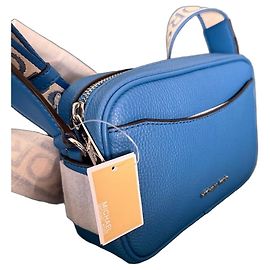 Michael Kors Jet Set Bolsa de Ombro em Couro Azul Azul