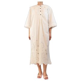 Ganni Robe midi en broderie anglaise blanche - size L Blanc