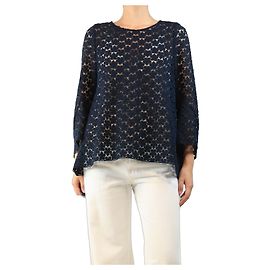 Autre Marque Top de renda floral azul marinho - size UK 12 Azul marinho